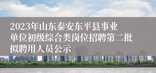 2023年山东泰安东平县事业单位初级综合类岗位招聘第二批拟聘用人员公示