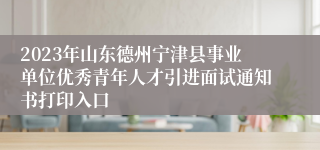 2023年山东德州宁津县事业单位优秀青年人才引进面试通知书打印入口