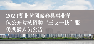 2023湖北黄冈蕲春县事业单位公开考核招聘“三支一扶”服务期满人员公告