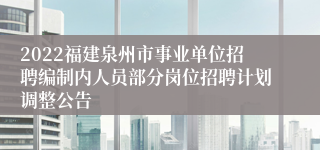 2022福建泉州市事业单位招聘编制内人员部分岗位招聘计划调整公告