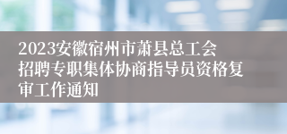 2023安徽宿州市萧县总工会招聘专职集体协商指导员资格复审工作通知