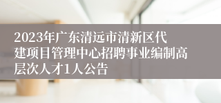 2023年广东清远市清新区代建项目管理中心招聘事业编制高层次人才1人公告