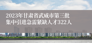 2023年甘肃省武威市第三批集中引进急需紧缺人才322人