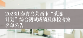 2023山东青岛莱西市“莱选计划”综合测试成绩及体检考察名单公告