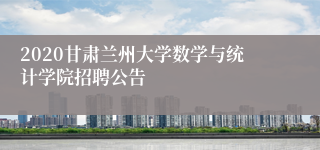 2020甘肃兰州大学数学与统计学院招聘公告