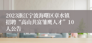 2023浙江宁波海曙区章水镇招聘“高山共富雏鹰人才”10人公告