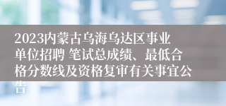 2023内蒙古乌海乌达区事业单位招聘 笔试总成绩、最低合格分数线及资格复审有关事宜公告