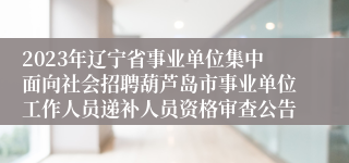 2023年辽宁省事业单位集中面向社会招聘葫芦岛市事业单位工作人员递补人员资格审查公告