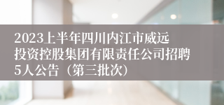 2023上半年四川内江市威远投资控股集团有限责任公司招聘5人公告（第三批次）