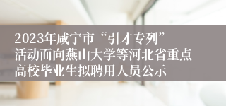 2023年咸宁市“引才专列”活动面向燕山大学等河北省重点高校毕业生拟聘用人员公示