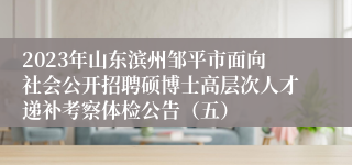 2023年山东滨州邹平市面向社会公开招聘硕博士高层次人才递补考察体检公告（五）