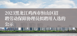 2023黑龙江鸡西市恒山区招聘劳动保障协理员拟聘用人选的公示