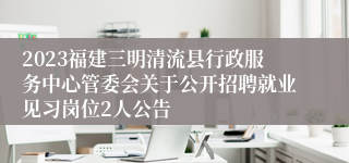 2023福建三明清流县行政服务中心管委会关于公开招聘就业见习岗位2人公告