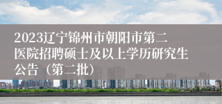 2023辽宁锦州市朝阳市第二医院招聘硕士及以上学历研究生公告（第二批）