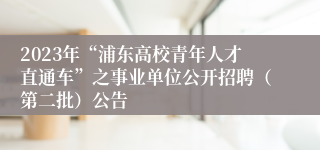 2023年“浦东高校青年人才直通车”之事业单位公开招聘（第二批）公告