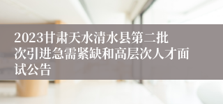 2023甘肃天水清水县第二批次引进急需紧缺和高层次人才面试公告