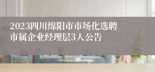 2023四川绵阳市市场化选聘市属企业经理层3人公告