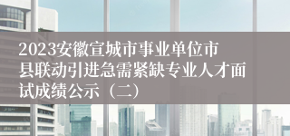 2023安徽宣城市事业单位市县联动引进急需紧缺专业人才面试成绩公示（二）