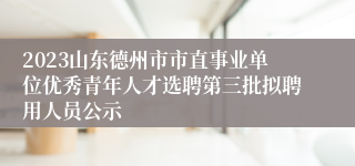 2023山东德州市市直事业单位优秀青年人才选聘第三批拟聘用人员公示