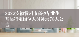 2023安徽滁州市高校毕业生基层特定岗位人员补录78人公告