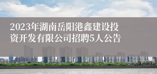 2023年湖南岳阳港鑫建设投资开发有限公司招聘5人公告