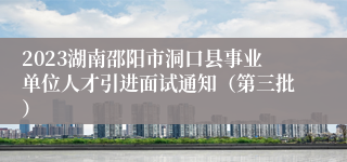 2023湖南邵阳市洞口县事业单位人才引进面试通知（第三批）