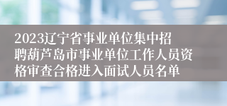 2023辽宁省事业单位集中招聘葫芦岛市事业单位工作人员资格审查合格进入面试人员名单