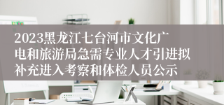 2023黑龙江七台河市文化广电和旅游局急需专业人才引进拟补充进入考察和体检人员公示