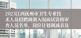 2023江西抚州市卫生专业技术人员招聘调剂入闱面试资格审查人员名单、岗位计划调减表及资格审查事项公告