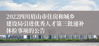 2022四川眉山市住房和城乡建设局引进优秀人才第三批递补体检事项的公告