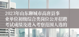 2023年山东聊城市高唐县事业单位初级综合类岗位公开招聘考试成绩及进入考察范围人选的公告