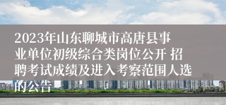 2023年山东聊城市高唐县事业单位初级综合类岗位公开 招聘考试成绩及进入考察范围人选的公告