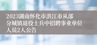 2023湖南怀化市洪江市从部分城镇退役士兵中招聘事业单位人员2人公告