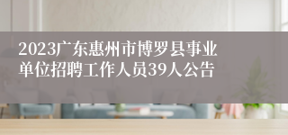 2023广东惠州市博罗县事业单位招聘工作人员39人公告