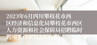 2023年6月四川攀枝花市西区经济和信息化局攀枝花市西区人力资源和社会保障局招聘临时聘用工作人员2人公告