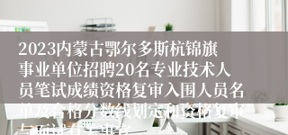 2023内蒙古鄂尔多斯杭锦旗事业单位招聘20名专业技术人员笔试成绩资格复审入围人员名单及合格分数线划定和资格复审与面试有关事宜