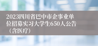 2023四川省巴中市企事业单位招募实习大学生650人公告（含医疗）