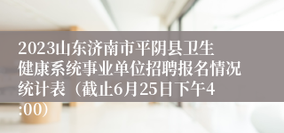 2023山东济南市平阴县卫生健康系统事业单位招聘报名情况统计表（截止6月25日下午4:00）