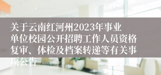 关于云南红河州2023年事业单位校园公开招聘工作人员资格复审、体检及档案转递等有关事项公告