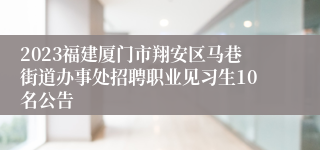 2023福建厦门市翔安区马巷街道办事处招聘职业见习生10名公告