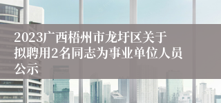 2023广西梧州市龙圩区关于拟聘用2名同志为事业单位人员公示