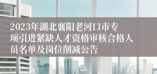 2023年湖北襄阳老河口市专项引进紧缺人才资格审核合格人员名单及岗位削减公告