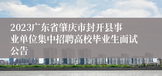 2023广东省肇庆市封开县事业单位集中招聘高校毕业生面试公告