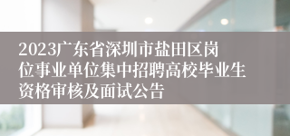 2023广东省深圳市盐田区岗位事业单位集中招聘高校毕业生资格审核及面试公告