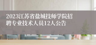 2023江苏省盐城技师学院招聘专业技术人员12人公告