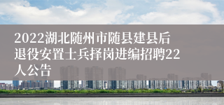 2022湖北随州市随县建县后退役安置士兵择岗进编招聘22人公告