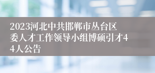 2023河北中共邯郸市丛台区委人才工作领导小组博硕引才44人公告