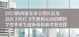 2023陕西延安市宝塔区县及县以下医疗卫生机构定向招聘医学类毕业生递补体检和考察安排公告