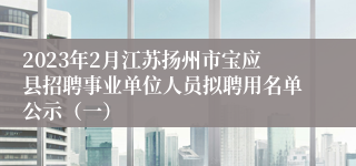 2023年2月江苏扬州市宝应县招聘事业单位人员拟聘用名单公示（一）