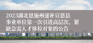 2023湖北恩施州递补宣恩县事业单位第一次引进高层次、紧缺急需人才体检对象的公告